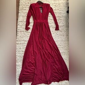 Women's Long Sleeve Red Maxi Dress